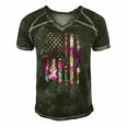 American Flag Breast Cancer Awareness Support Tie Dye Men's Short Sleeve V-neck 3D Print Retro Tshirt Forest