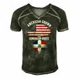 American Grown With Dominican Roots Usa Dominican Flag Men's Short Sleeve V-neck 3D Print Retro Tshirt Forest
