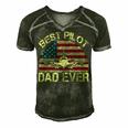 Best Pilot Dad Ever Fathers Day American Flag 4Th Of July Men's Short Sleeve V-neck 3D Print Retro Tshirt Forest