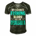 Dedushka Grandpa Fishing Gift My Favorite Fishing Buddy Calls Me Dedushka Men's Short Sleeve V-neck 3D Print Retro Tshirt Forest