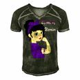 Epilepsy Warrior Strong Women Purple Ribbon Epilepsy Epilepsy Awareness V2 Men's Short Sleeve V-neck 3D Print Retro Tshirt Forest