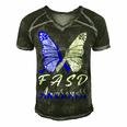 Fasd Awareness Butterfly Blue And Grey Ribbon Fetal Alcohol Spectrum Disorder Fetal Alcohol Spectrum Disorder Awareness Men's Short Sleeve V-neck 3D Print Retro Tshirt Forest