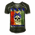 Fasd Warrior Skull Women Vintage Blue And Grey Ribbon Fetal Alcohol Spectrum Disorder Fetal Alcohol Spectrum Disorder Awareness Men's Short Sleeve V-neck 3D Print Retro Tshirt Forest