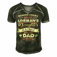 Father Grandpa Behind Every Great Lineman Daughter Is A Truly Amazing Dad480 Family Dad Men's Short Sleeve V-neck 3D Print Retro Tshirt Forest