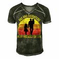 Father Grandpa Dad And Daughters Best Friends For Life Vintage137 Family Dad Men's Short Sleeve V-neck 3D Print Retro Tshirt Forest
