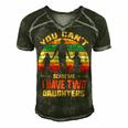 Father Grandpa You Cant Scare Me I Have Two Daughters Vintage Sunset 22 Family Dad Men's Short Sleeve V-neck 3D Print Retro Tshirt Forest