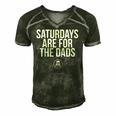 Fathers Day New Dad Gift Saturdays Are For The Dads Raglan Baseball Tee Men's Short Sleeve V-neck 3D Print Retro Tshirt Forest