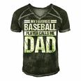 Favorite Baseball Player Calls Me Dad Men's Short Sleeve V-neck 3D Print Retro Tshirt Forest