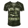 Fishing Reel Cool Godfather Men's Short Sleeve V-neck 3D Print Retro Tshirt Forest