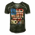 Fourth Of July Red White And Boom Fireworks Finale Usa Flag Men's Short Sleeve V-neck 3D Print Retro Tshirt Forest