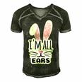 Funny Cute Pink Bunny Im All Ears Rabbit Happy Easter Day Gift For Girls Women Mom Mommy Family Birthday Holiday Christmas Men's Short Sleeve V-neck 3D Print Retro Tshirt Forest