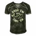 Funny Hookem And Cookem Fishing Men's Short Sleeve V-neck 3D Print Retro Tshirt Forest
