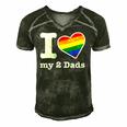 Gay Dads I Love My 2 Dads With Rainbow Heart Men's Short Sleeve V-neck 3D Print Retro Tshirt Forest