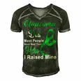 Glaucoma Dad Most People Never Meet Their Hero I Raised Mine Green Ribbon Glaucoma Glaucoma Awareness Men's Short Sleeve V-neck 3D Print Retro Tshirt Forest