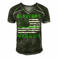 Glaucoma Warrior Usa Flag United States Flag Green Ribbon Glaucoma Glaucoma Awareness Men's Short Sleeve V-neck 3D Print Retro Tshirt Forest