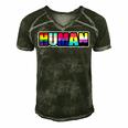 Human Lgbt Flag Gay Pride Month Transgender Men's Short Sleeve V-neck 3D Print Retro Tshirt Forest