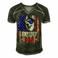 Husky Dad 4Th Of July American Flag Glasses Dog Men Boy Men's Short Sleeve V-neck 3D Print Retro Tshirt Forest
