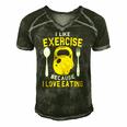I Like Exercise Because I Love Eating Gym Workout Fitness Men's Short Sleeve V-neck 3D Print Retro Tshirt Forest