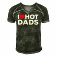 I Love Hot Dads Red Heart Funny Men's Short Sleeve V-neck 3D Print Retro Tshirt Forest