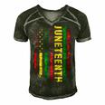 Juneteenth Us Flag Black King Melanin Dad Men Fathers Day Men's Short Sleeve V-neck 3D Print Retro Tshirt Forest