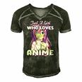 Just A Girl Who Loves Anime Peace Symbol V Fingers Fun Funny Men's Short Sleeve V-neck 3D Print Retro Tshirt Forest