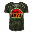 March 1971 50 Years Old Retro Vintage 50Th Birthday Men's Short Sleeve V-neck 3D Print Retro Tshirt Forest