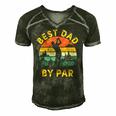 Mens Best Dad By Par Golfing Fathers Day Golf Lover Men's Short Sleeve V-neck 3D Print Retro Tshirt Forest