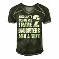Mens Father You Cant Scare Me I Have 2 Daughters And A Wife Men's Short Sleeve V-neck 3D Print Retro Tshirt Forest