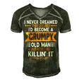 Mens Grandpa Fathers Day I Never Dreamed Id Be A Grumpy Old Man Men's Short Sleeve V-neck 3D Print Retro Tshirt Forest
