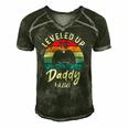 Mens I Leveled Up To Daddy Funny Promoted New Dad Again 2021 Ver2 Men's Short Sleeve V-neck 3D Print Retro Tshirt Forest