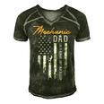 Mens Mechanic Dad Like A Normal Dad Only Cooler Usa Flag Men's Short Sleeve V-neck 3D Print Retro Tshirt Forest