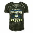 Mens My Favorite Police Officer Calls Me Dad Fathers Day Gift Men's Short Sleeve V-neck 3D Print Retro Tshirt Forest