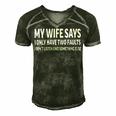 Mens My Wife Says I Only Have Two Faults 368 Trending Shirt Men's Short Sleeve V-neck 3D Print Retro Tshirt Forest