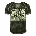 Mens My Wife Says I Only Have Two Faults 370 Trending Shirt Men's Short Sleeve V-neck 3D Print Retro Tshirt Forest