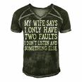 Mens My Wife Says I Only Have Two Faults Funny 611 Trending Shirt Men's Short Sleeve V-neck 3D Print Retro Tshirt Forest