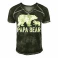 Mens Papa Bear Fathers Day Grandad Fun 1 Cub Kid Grandpa Men's Short Sleeve V-neck 3D Print Retro Tshirt Forest