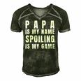 Mens Papa Is My Name Spoiling Is My Game Funny Fathers Day Men's Short Sleeve V-neck 3D Print Retro Tshirt Forest
