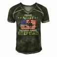 Mens Proud Army National Guard Stepdad Men's Short Sleeve V-neck 3D Print Retro Tshirt Forest
