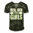 Mens Real Men Make Girls - Family Newborn Paternity Girl Daddy Men's Short Sleeve V-neck 3D Print Retro Tshirt Forest