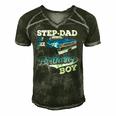 Mens Step-Dad Of The Birthday Boy Monster Truck Birthday Men's Short Sleeve V-neck 3D Print Retro Tshirt Forest