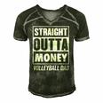 Mens Straight Outta Money Funny Volleyball Dad Men's Short Sleeve V-neck 3D Print Retro Tshirt Forest