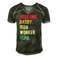 Mens Vintage Husband Daddy Iron Worker Hero Fathers Day Gift Men's Short Sleeve V-neck 3D Print Retro Tshirt Forest