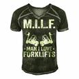 MILF Man I Love Forklifts Jokes Funny Forklift Driver Men's Short Sleeve V-neck 3D Print Retro Tshirt Forest