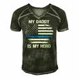 My Daddy Is My Hero Police Officer Thin Blue Line Men's Short Sleeve V-neck 3D Print Retro Tshirt Forest