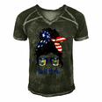 New York Girl New York Flag State Girlfriend Messy Bun Men's Short Sleeve V-neck 3D Print Retro Tshirt Forest