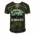 Ofishally 13 Years Old Fisherman 13Th Birthday Fishing Men's Short Sleeve V-neck 3D Print Retro Tshirt Forest