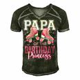 Papa Of The Birthday Princess Roller Skating B-Day Matching Men's Short Sleeve V-neck 3D Print Retro Tshirt Forest