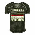 Red Line Flag Proud Papa Of A Firefighter Fireman Men's Short Sleeve V-neck 3D Print Retro Tshirt Forest