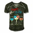 Red Wine Blue 4Th Of July Wine Red White Blue Wine Glasses V4 Men's Short Sleeve V-neck 3D Print Retro Tshirt Forest