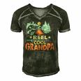 Reel Cool Grandpa Fishing Lover Vintage Fathers Day Men's Short Sleeve V-neck 3D Print Retro Tshirt Forest